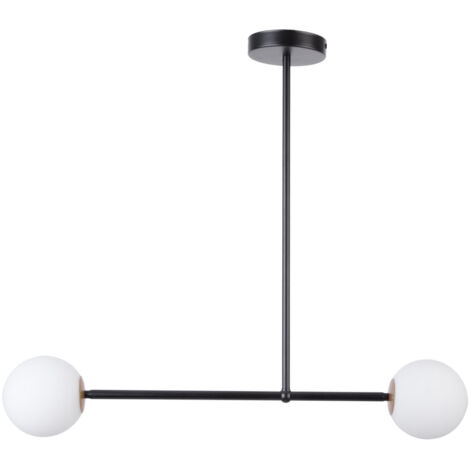 Plafonnier moderne noir 2 globes verre Gama Sigma G9 (1/2)