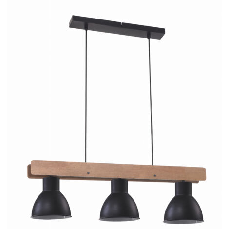 Suspension Candellux Vario bois/noir 3xE27 73 cm réglable (1/3)