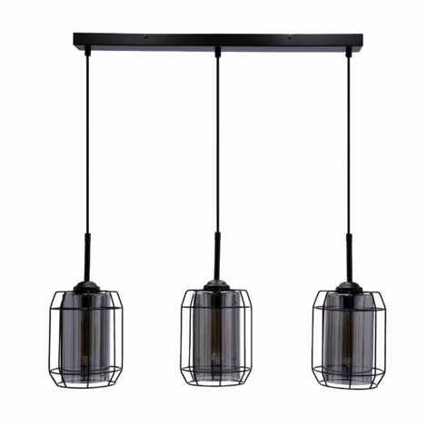 Lustre Candellux Jonera 3xE27 noir fumé métal verre (1/4)