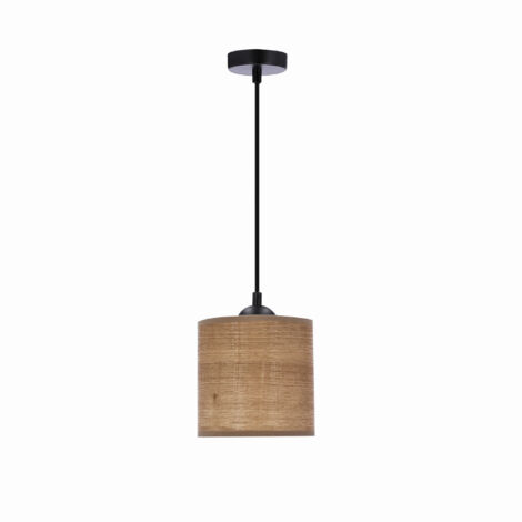 Suspension Candellux Legno tissu brun Ø15cm E27 40W (1/3)