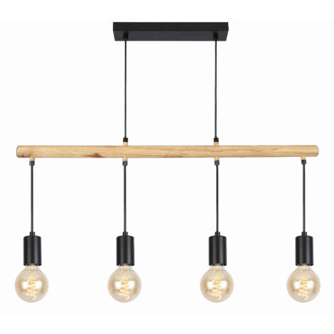 Suspension Candellux Izzy 4xE27 noir bois gradable 120cm (1/3)