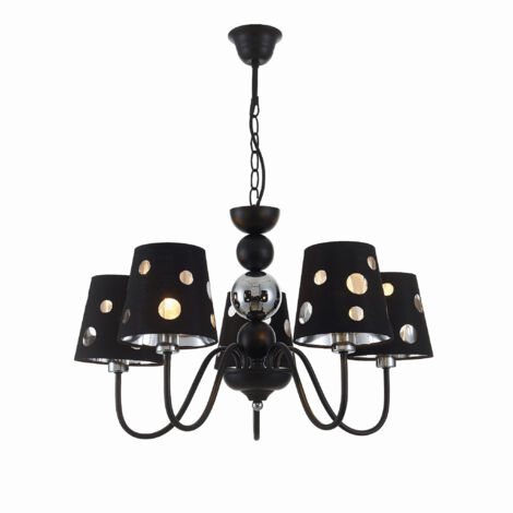 Suspension Candellux Batley 5xE14 noire argent Ø58 (1/2)