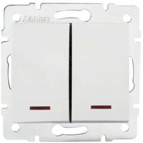 Interrupteur Encastrable Double avec Voyant Lumineux LED DOMO Blanc