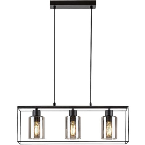 Lampe suspendue chadwick métal noir teinté e27 3 x max.25W l: 60cm b: 19cm h: 120 cm dimmable (1/5)