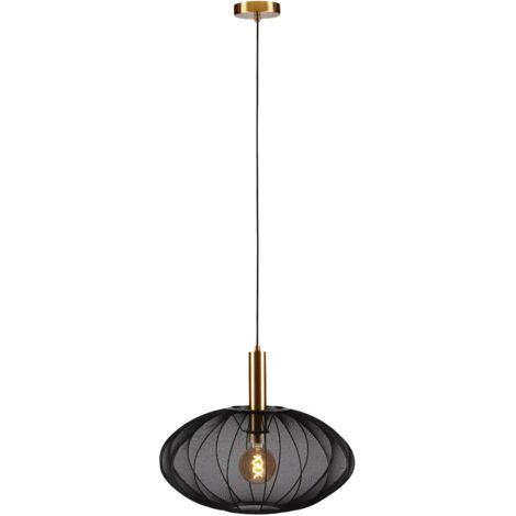 Suspension CORINA tissu noire doré Ø50 E27 40W Lucide