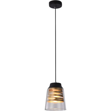 Suspension Candellux Fresno noir verre E27 Ø15,5cm (1/3)
