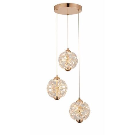 Suspension glamour Meduza 3 lumières laiton LED Ø31