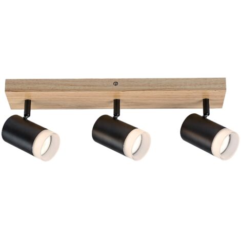 Spot Light Toras Wood Metal Metal Black Gu10 3 x Max.5W L: 44 cm B: 12cm H: 14cm Ø6cm Dimmable (1/5)