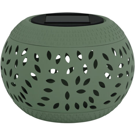 Lampe solaire jardin boule ajourée verte LED IP44 Herbi