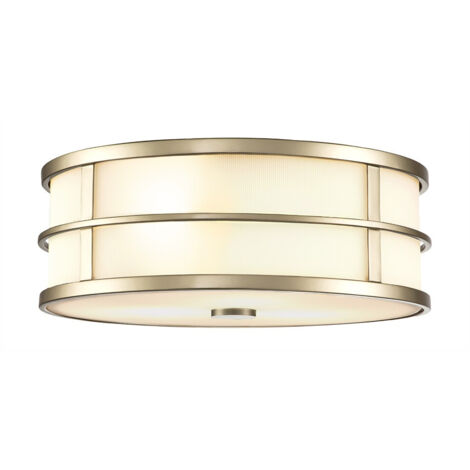 Fusion de lampe de plafond E27 3x40w Acier Mesure naturelle laquée, Verre d'Opale H: 12,4 cm B: 34,3 cm Dimmable (1/5)