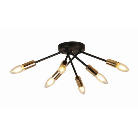 Lustre plafonnier Candellux Tiara noir/or 6xE14 métal (1/2)