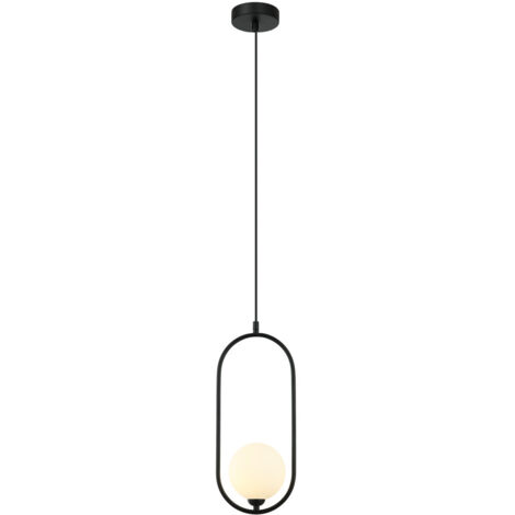 Suspension Italux Lupus noir verre globe blanc Ø11 (1/3)
