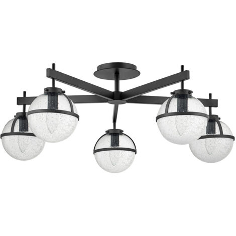 Elstead Hollis Plafonnier semi-encastré à 5 bras multiples, noir IP44 (1/5)