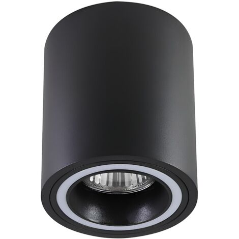 Luminaire en saillie KOBALD GU10 1X max.25W aluminium noir, acrylique blanc H: 10cm Ø8cm dimmable (1/3)