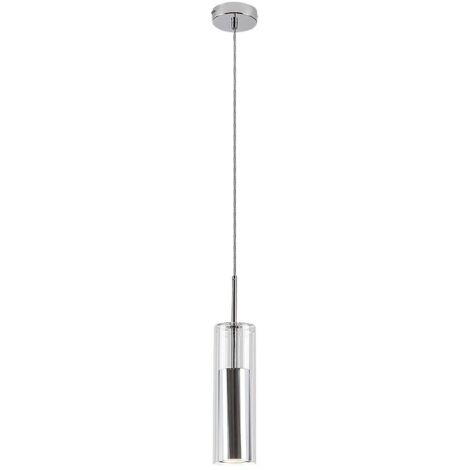 Lampe suspendue Kalevi Gu10 1x max.50W Metal Chrome, verre transparent H: 150 cm Ø8 cm dimmable (1/5)