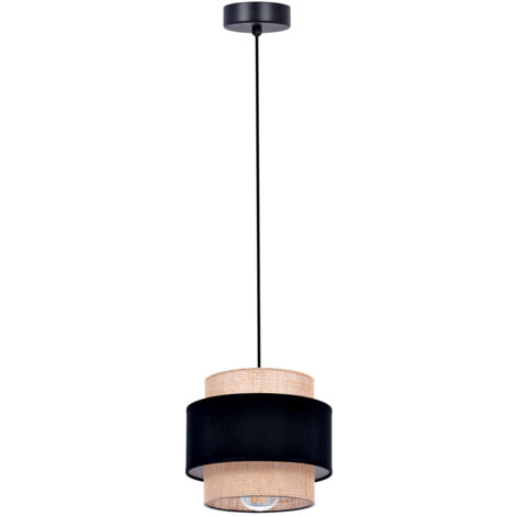 Suspension bohème double abat-jour noir/beige Kaja E27 (1/3)