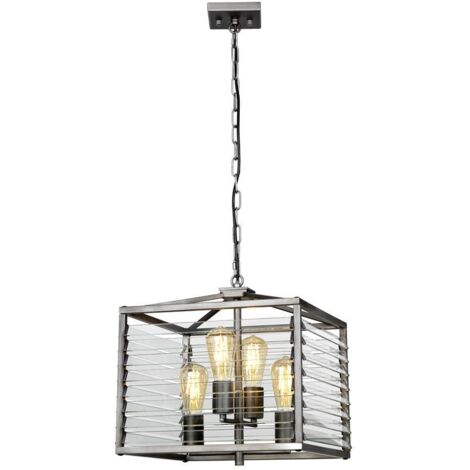 Lampe suspendue Louvre E27 40W Steel, verre Industriel, peint b: 39,4 cm Ø39.4 cm Hauteur dimmable réglable (1/5)