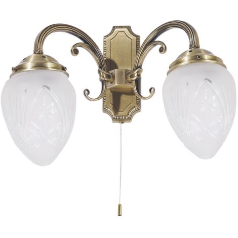 Applique murale Art Nouveau avec abat-jour en verre couleur bronze (1/4)