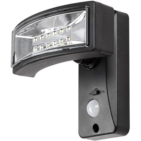 Lampe murale Valpovo Plastic Black LED 2.4W IP44 4000K L: 15,5 cm B: 12cm avec capteur (1/5)