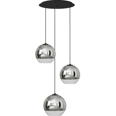 Suspension Nowodvorski Globe verre chrome noir Ø50 3xE27 (1/2)