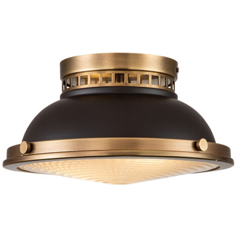 Plafond Amelia E27 2x40w Bronze en acier, verre H: 17 cm B: 32,3 cm Dimmable (1/5)