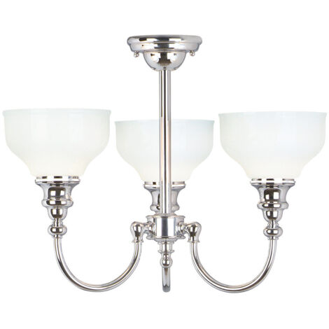 Elstead Cheadle - Lustre de salle de bains à 3 ampoules, suspension, chrome poli IP44, G9 (1/4)