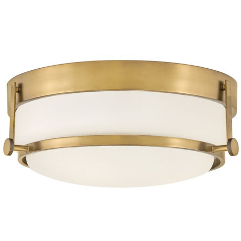 Plafonnier HARPER E27 3x60W acier laiton, verre opale gravé H: 15,9cm L: 40cm dimmable (1/5)