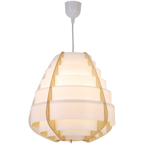 Suspension Candellux Nagoja Ø37 bois blanc jaune E27 (1/2)
