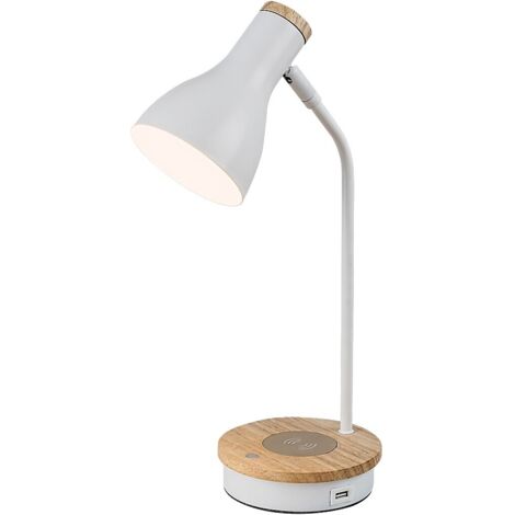 Lampe de table Mosley Metal / Wood Matt White E14 1 X Max.25W L: 25cm B: 43 cm Ø11cm Dimmable avec interrupteur tactile (1/5)