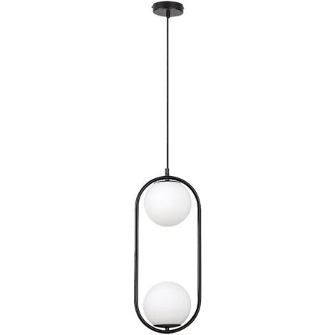 Lampe suspendue ghita e27 2x max.20w métal noir, blanc blanc l: 120cm b: 21cm h: 120cm Ø15 cm dimmable (1/5)