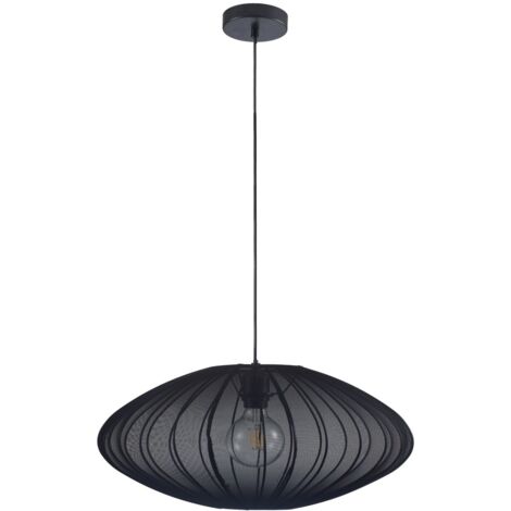 Suspension Polux KINU noir tissu ellipse Ø50 E27 20W
