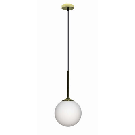 Suspension Candellux Glasgow verre blanc/or E27 Ø15 (1/2)