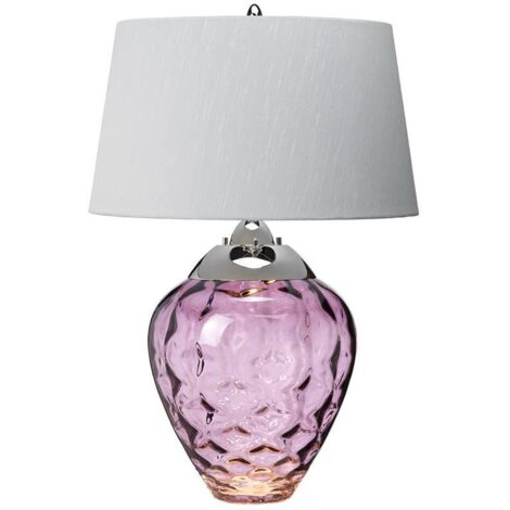 Lampe table verre rose/argent 71cm Samara E27 Quintiesse (1/5)