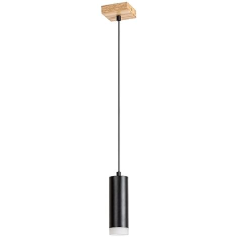 Lampe à taches toras en bois de bois de chêne noir gu10 1 x max.5w h: 150cm Ø6cm dimmable (1/5)
