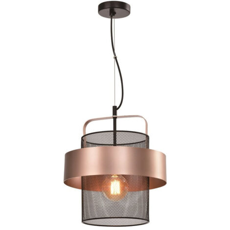 Suspension Candellux FIBA métal Ø30 noir/rose E27 40W (1/5)