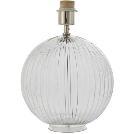 Endon Jemma - 1 lampe de table en verre clair nervuré et plaque de nickel satiné (base uniquement), E27 (1/5)