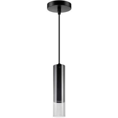 Suspension tube noire verre fumé Ø10cm 120cm GU10 Polux (1/3)