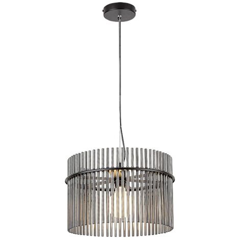 Suspension INESA E27 1x max.40W métal noir, verre teinté H: 150cm Ø40cm dimmable (1/5)