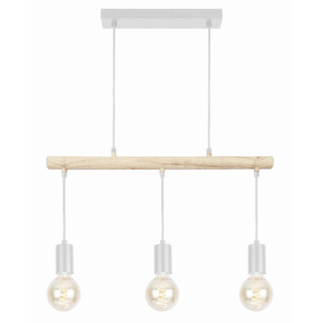 Suspension Candellux Izzy 3xE27 blanc/bois H120cm var. (1/3)