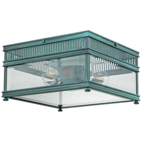 Elstead Holborn Plafonnier décoratif extérieur à 2 lumières, Verdigris IP44 (1/5)