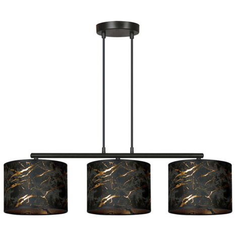 Lustre Emibig Broddi 3, 3xE27, noir/or, tissu métal (1/5)