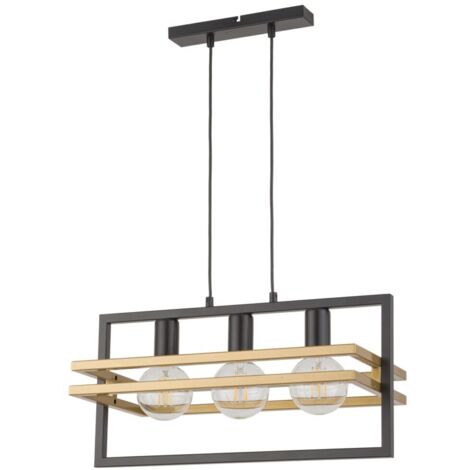 Suspension loft Merci noire/dorée 3 lumières E27 Sigma (1/2)