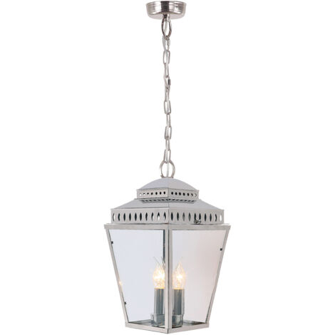 Elstead Mansion House - Lanterne de chaîne de plafond extérieure à 3 ampoules nickel poli IP44, E14 (1/4)