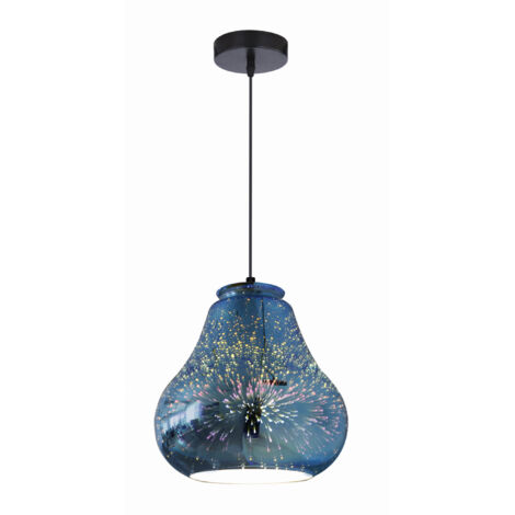 Suspension Candellux Galactic verre 3D Ø19 noir E27 (1/2)