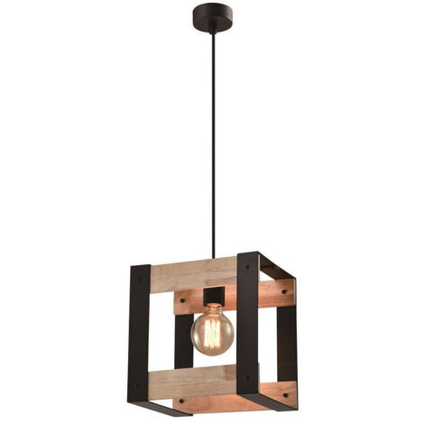 Suspension Candellux Varna E27 40W bois noir 100cm (1/5)