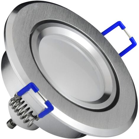 Spot LED encastré rond alu brossé GU10 3000K SUN Polux (1/5)