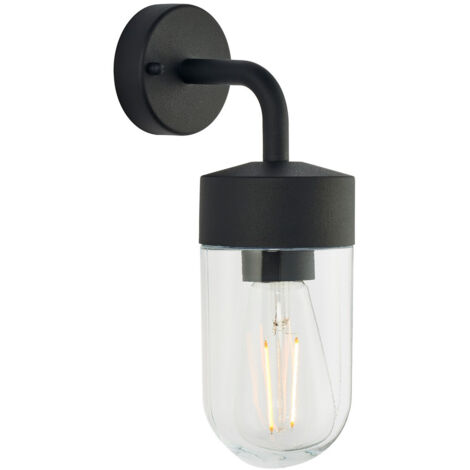 Endon North - Applique murale d'extérieur à 1 ampoule texturée noir mat et verre transparent IP44, E27 (1/5)