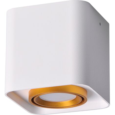 Spot plafond saillie GU10 carré blanc/or EGER Polux