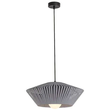 Suspension REVAN E27 1x MAX 6W métal noir, sangle textile gris H: 120cm Ø40cm dimmable (1/5)