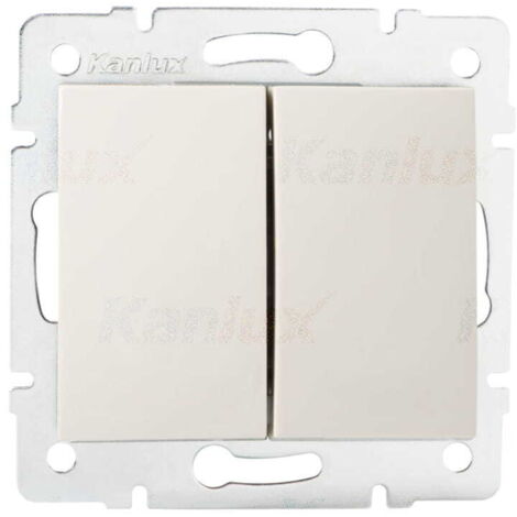 Interrupteur Double Va-et-Vient - Encastré - Crème - 2 Leviers - 250V (1/2)